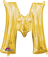Gold Letter "M" Mylar 16 Inch Balloon